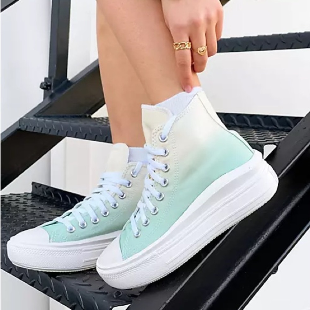 Converse Chuck Taylor All Star Move Platform Sneakers Beige/Green Size 10 US